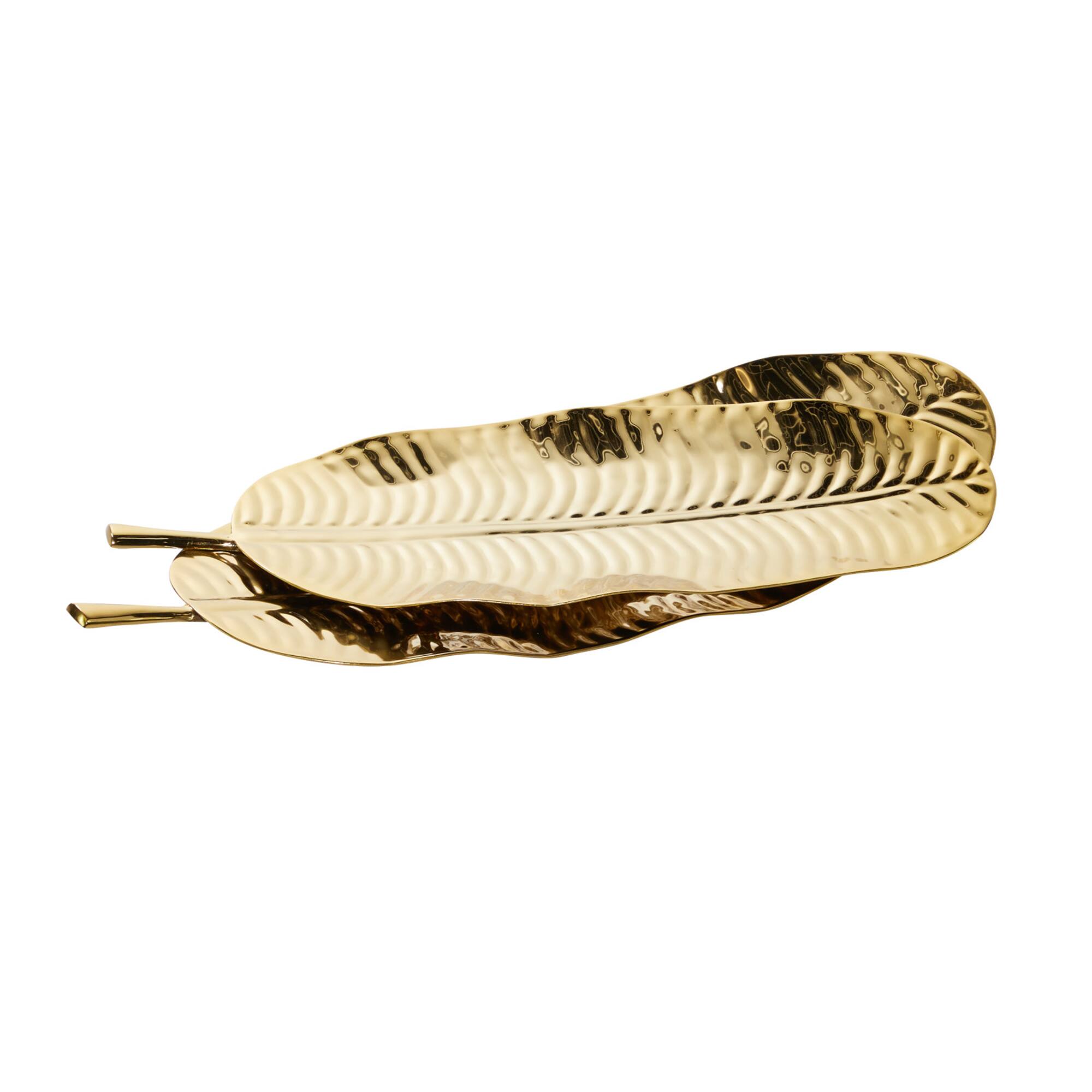 Set of 2" Gold Metal Contemporary Tray, 26" x 11"